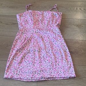 Pink Floral Mini Dress with Adjustable Straps